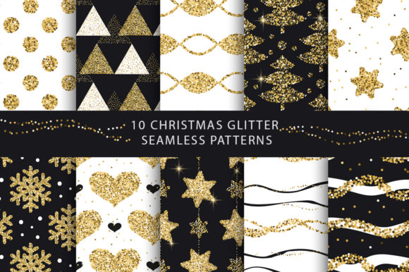Christmas Glitter Seamless Patterns