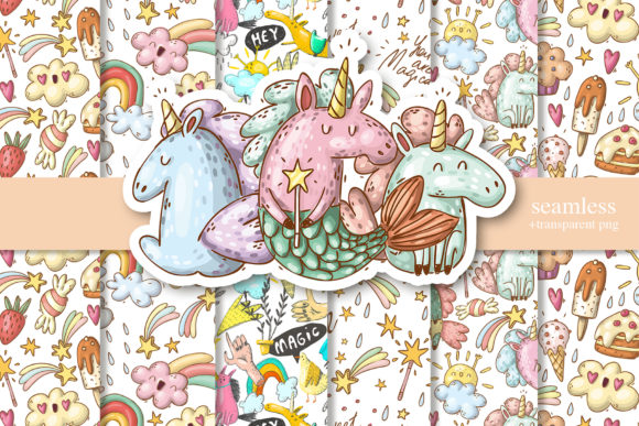 Doodle Unicorn Digital Paper Pack