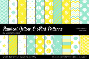 Nautical Yellow and Mint Digital Papers