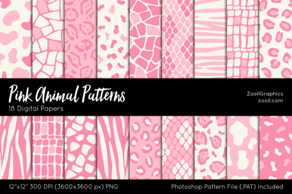 Pink Animal Digital Papers